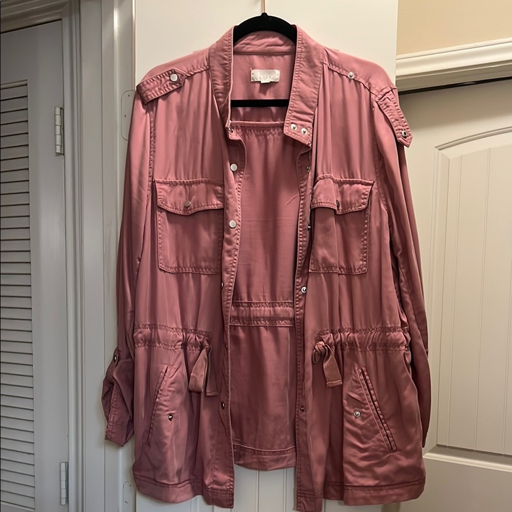 LOFT Pink Utility Jacket with Drawstring Waist